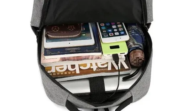 Комплект 3 в 1 (Рюкзак із USB Сумка Клатч) для щоденного використання Backpack Black Сірий — фото 5