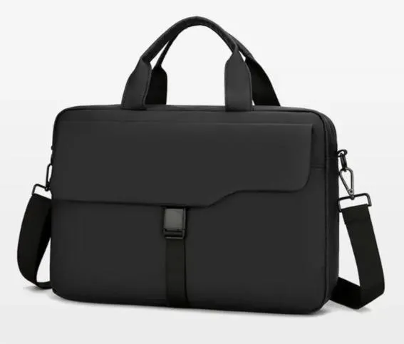 Сумка-портфель для ноутбука 15,6 дюймов с длинными лямками Черная с крепление на чемодан влагостойкая (430-4) — фото 4